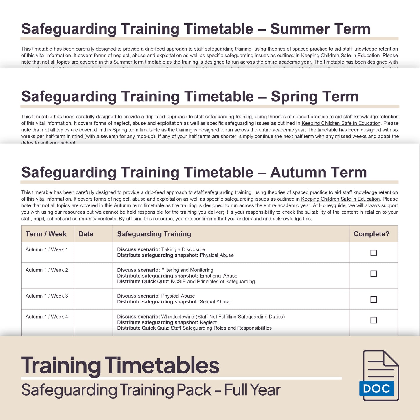 Safeguarding Training Pack - Full Academic Year