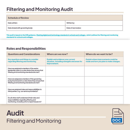 Filtering and Monitoring Audit and Action Plan