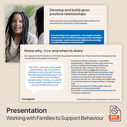 Working With Families to Support Behaviour: CPD Session