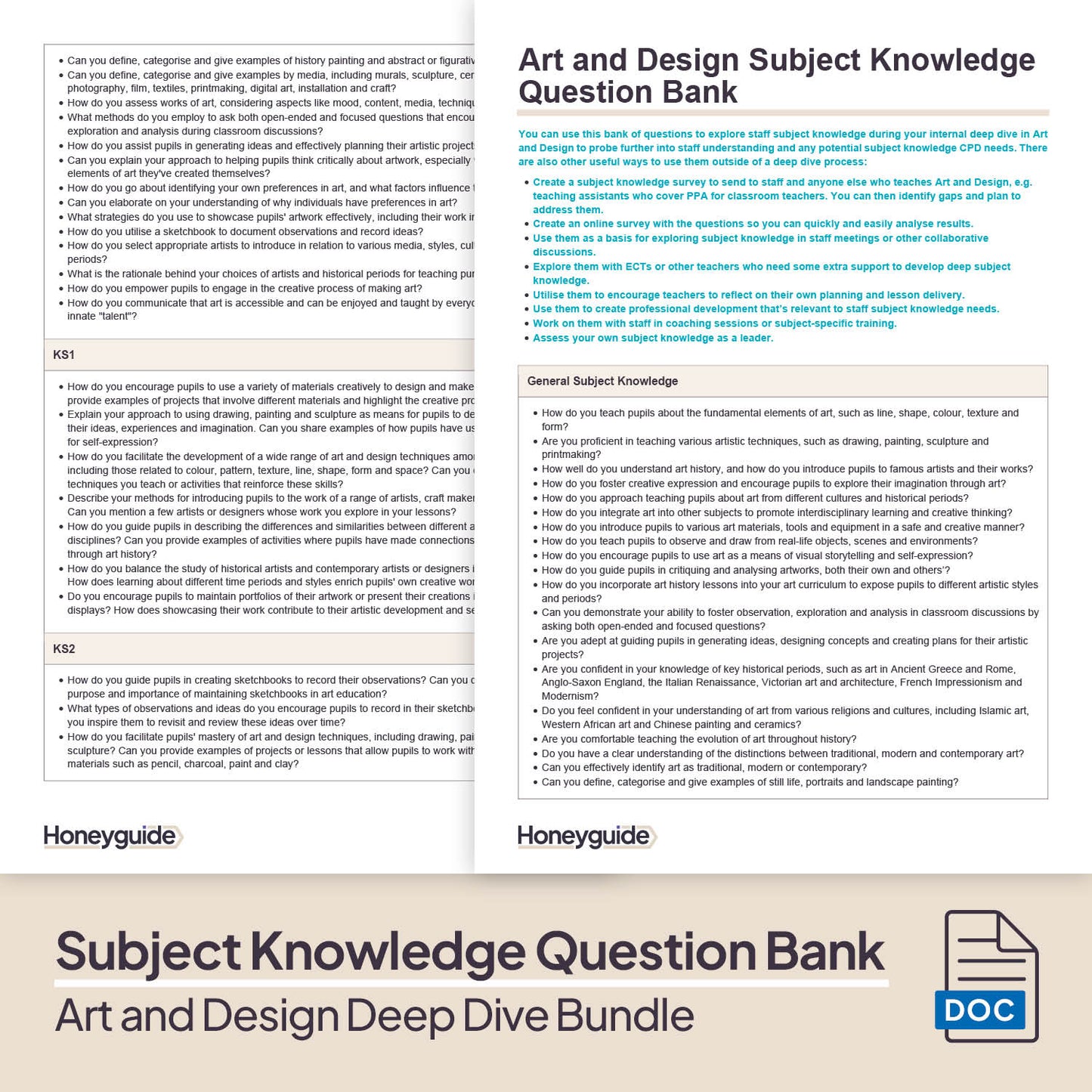 Art and Design Deep Dive and Subject Knowledge Bundle by Honeyguide School Leader Support