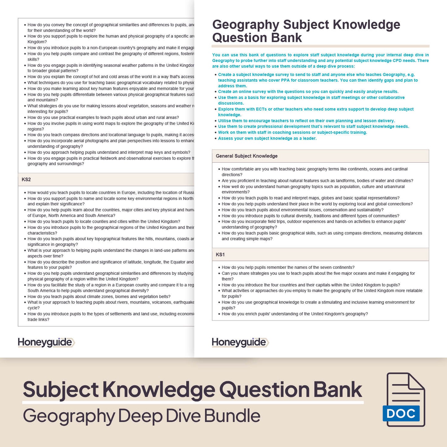Geography Deep Dive and Subject Knowledge Bundle by Honeyguide School Leader Support