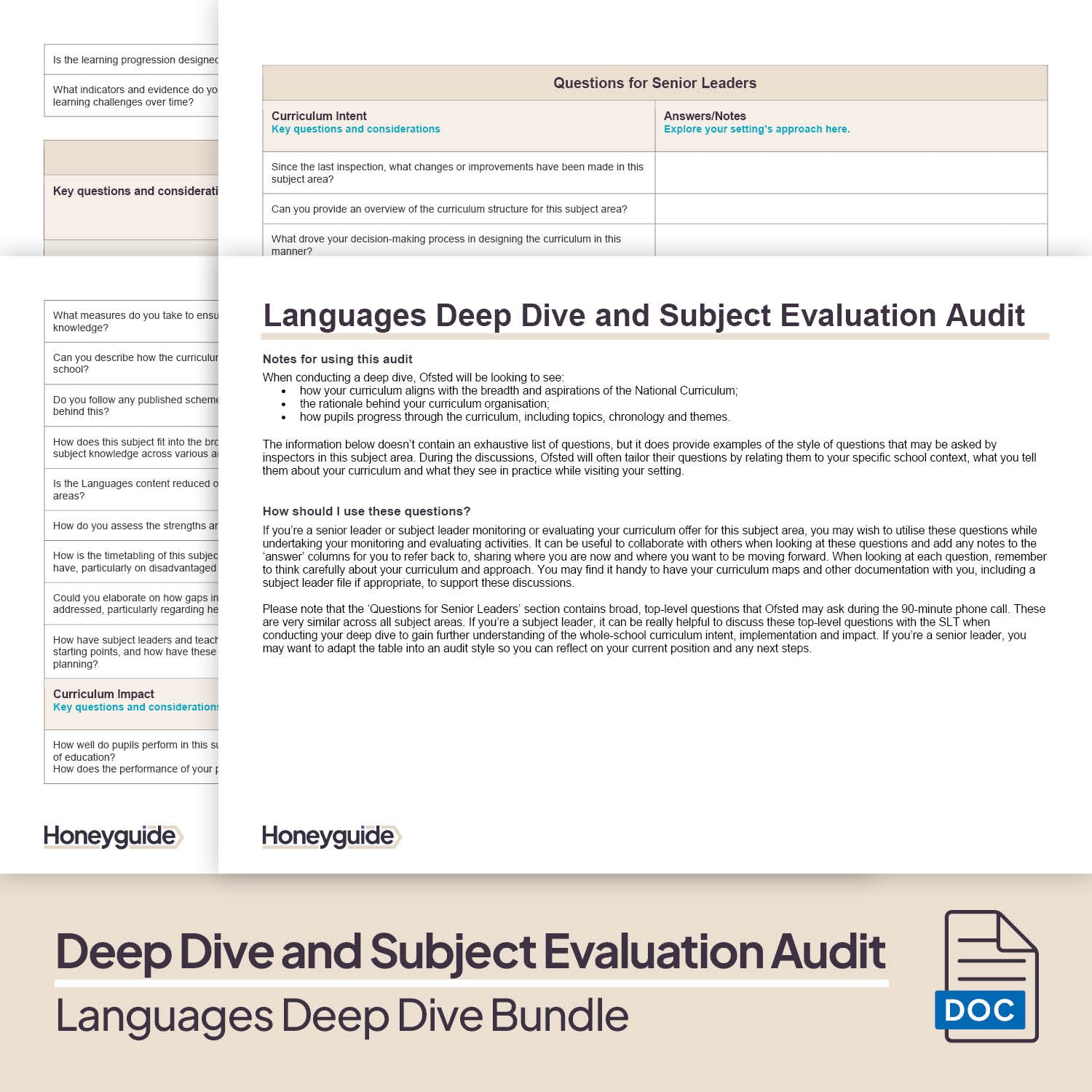 Languages Deep Dive and Subject Knowledge Bundle by Honeyguide School Leader Support