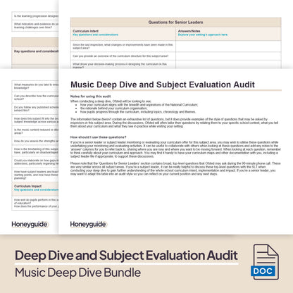 Music Deep Dive and Subject Knowledge Bundle by Honeyguide School Leader Support