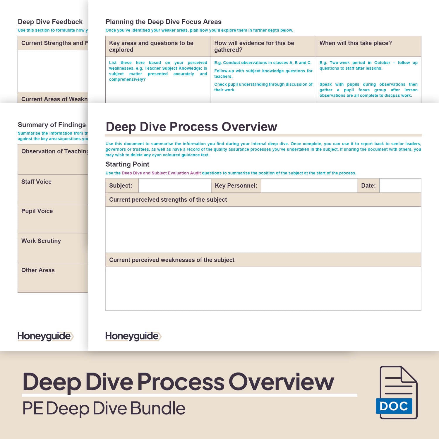 PE Deep Dive and Subject Knowledge Bundle by Honeyguide School Leader Support