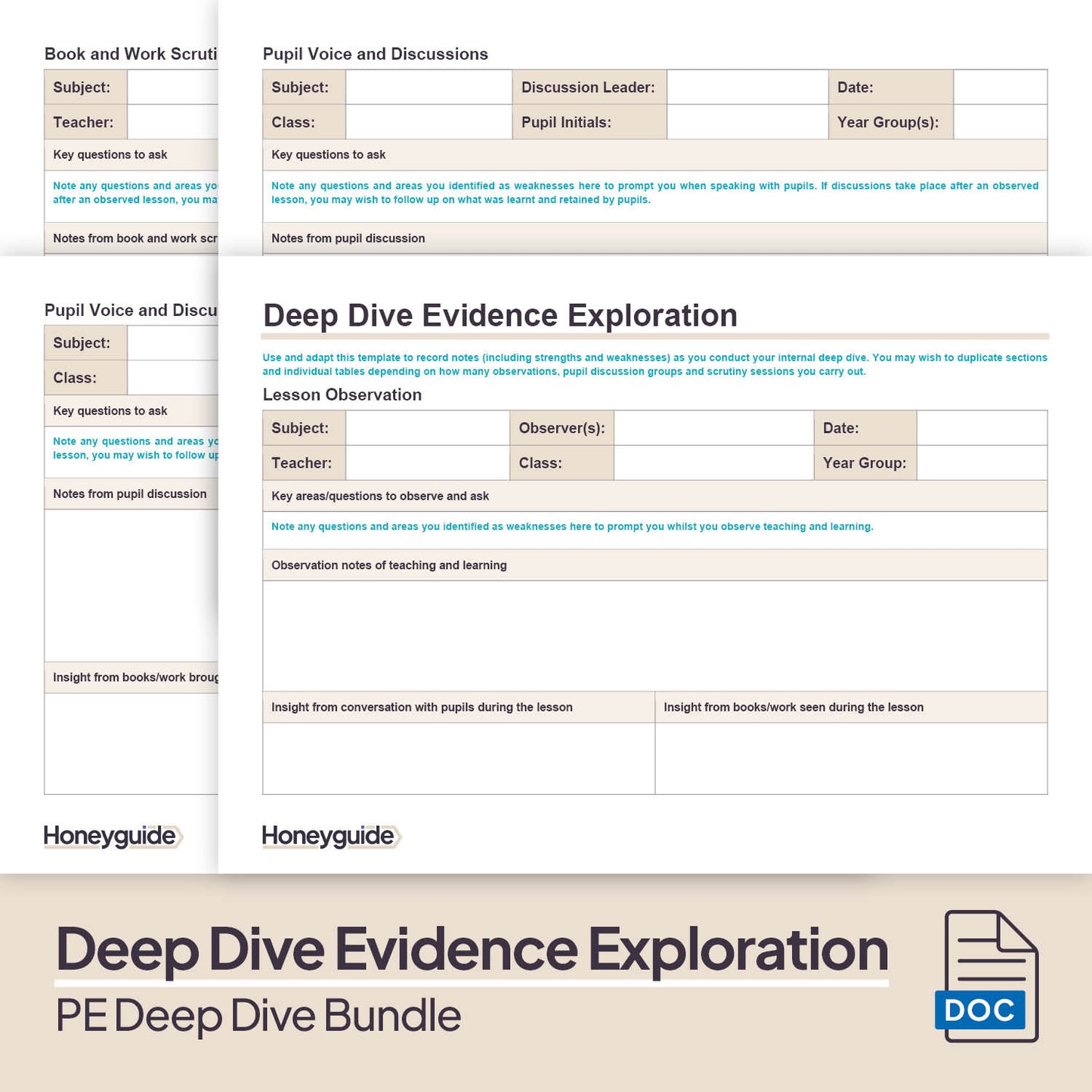 PE Deep Dive and Subject Knowledge Bundle by Honeyguide School Leader Support