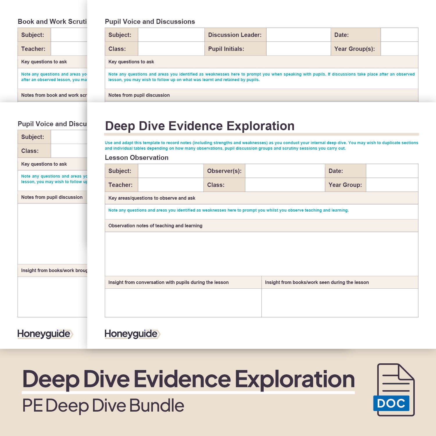 PE Deep Dive and Subject Knowledge Bundle by Honeyguide School Leader Support