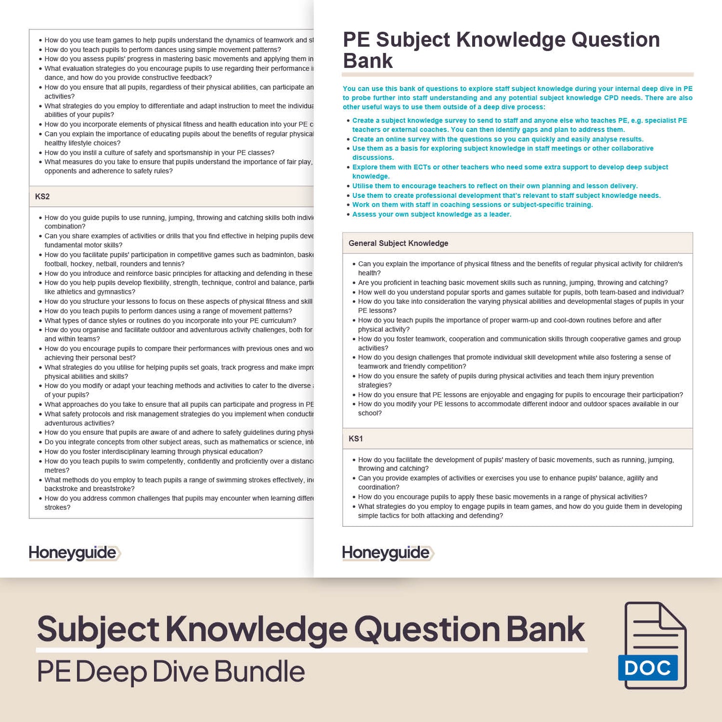 PE Deep Dive and Subject Knowledge Bundle by Honeyguide School Leader Support