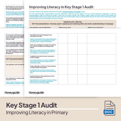 Improving Literacy in Primary - Audit Template Bundle