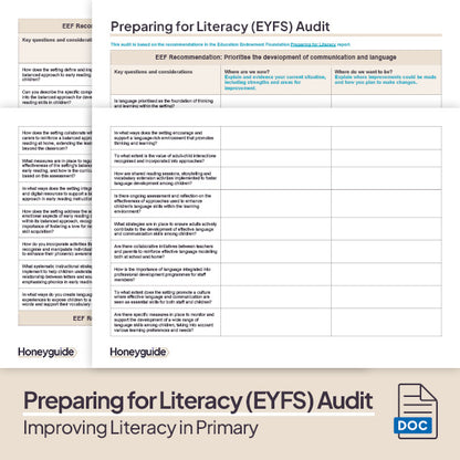 Improving Literacy in Primary - Audit Template Bundle