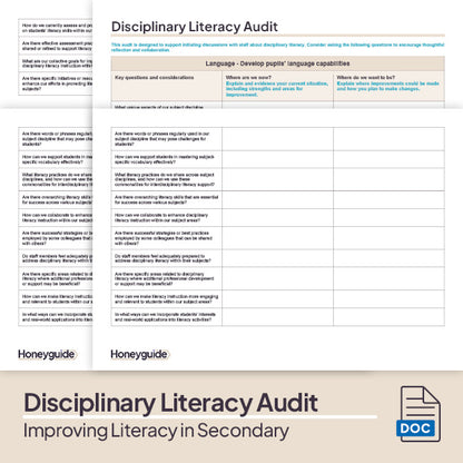 Improving Literacy in Secondary - Audit Template Bundle