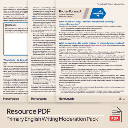 Primary English Writing Moderation Pack - Honeyguide School Leader Support