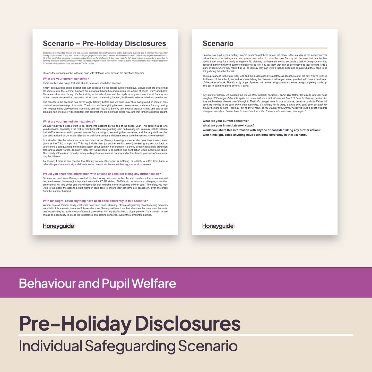 Safeguarding Scenario: Pre-Holiday Disclosures