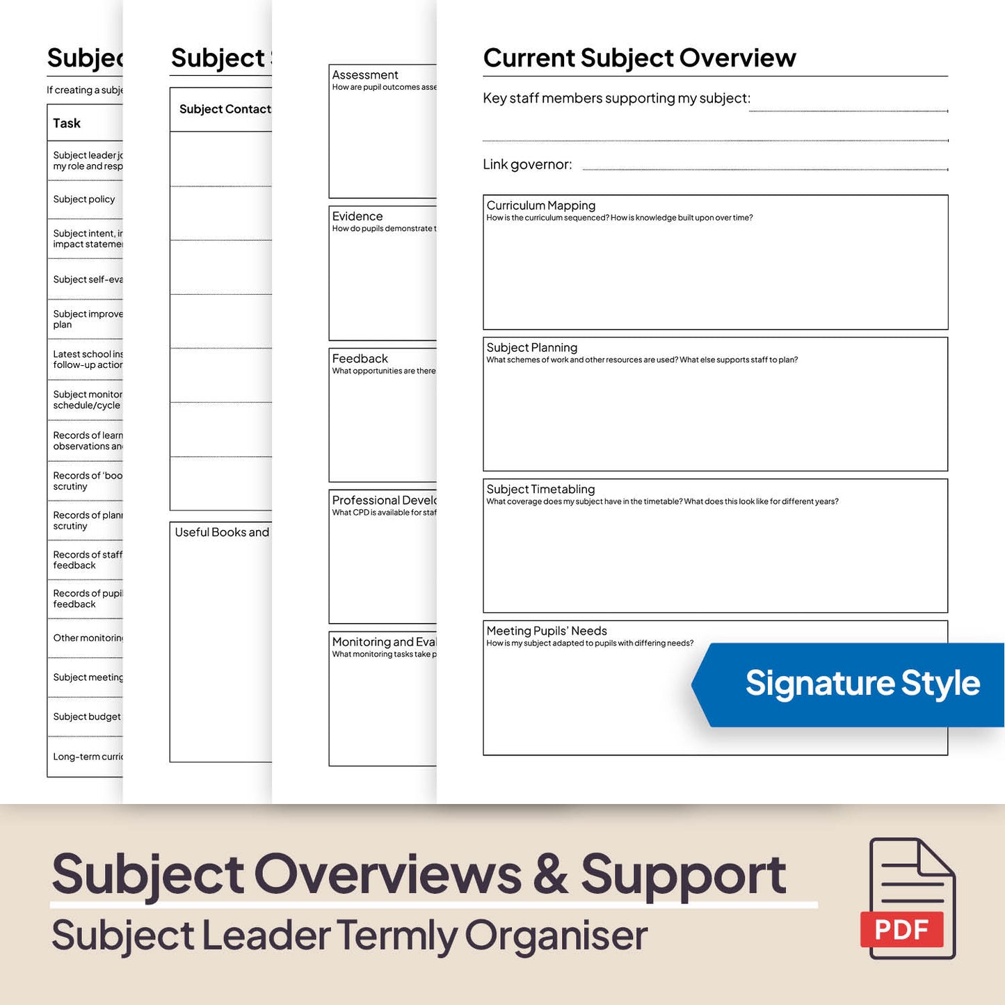 Subject Leader Termly Organiser