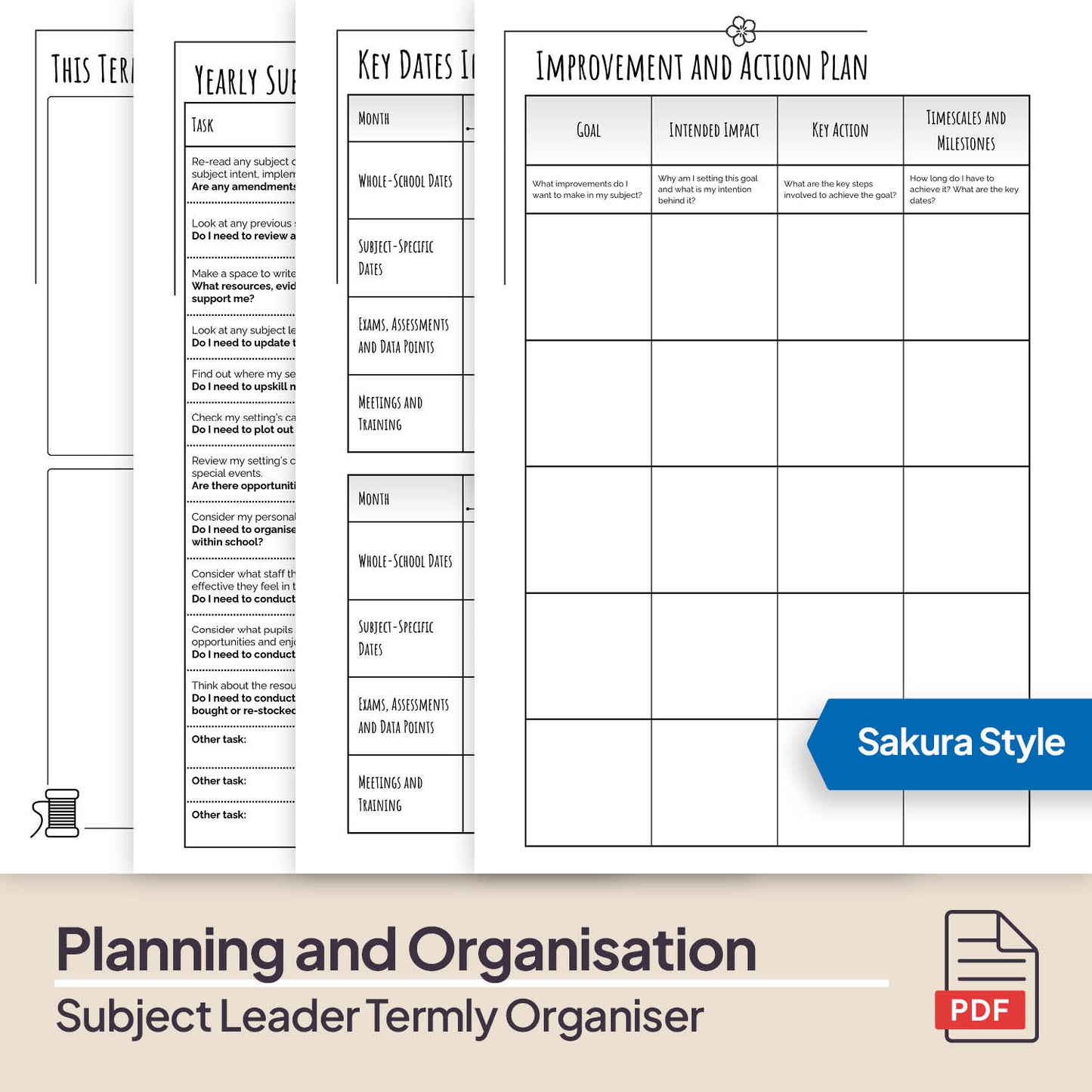 Subject Leader Termly Organiser