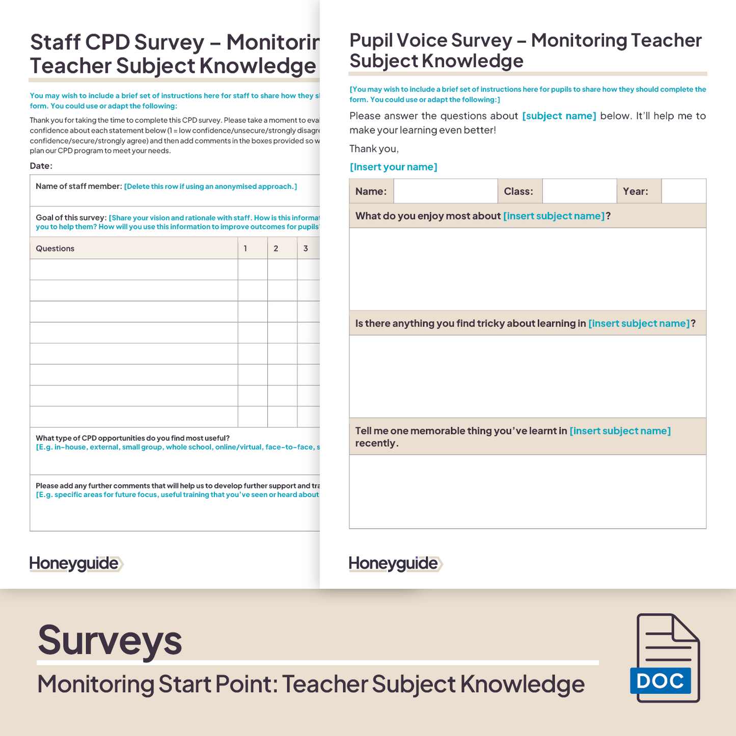 Monitoring Start Point: Teacher Subject Knowledge