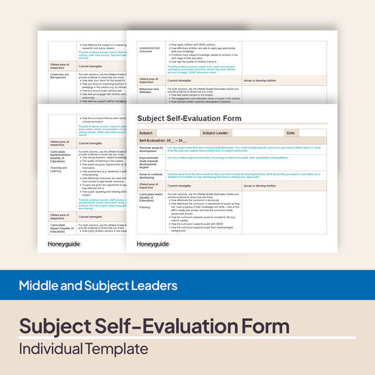 Subject Self-Evaluation Form Template
