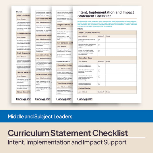Curriculum Intent, Implementation and Impact Statement Checklist