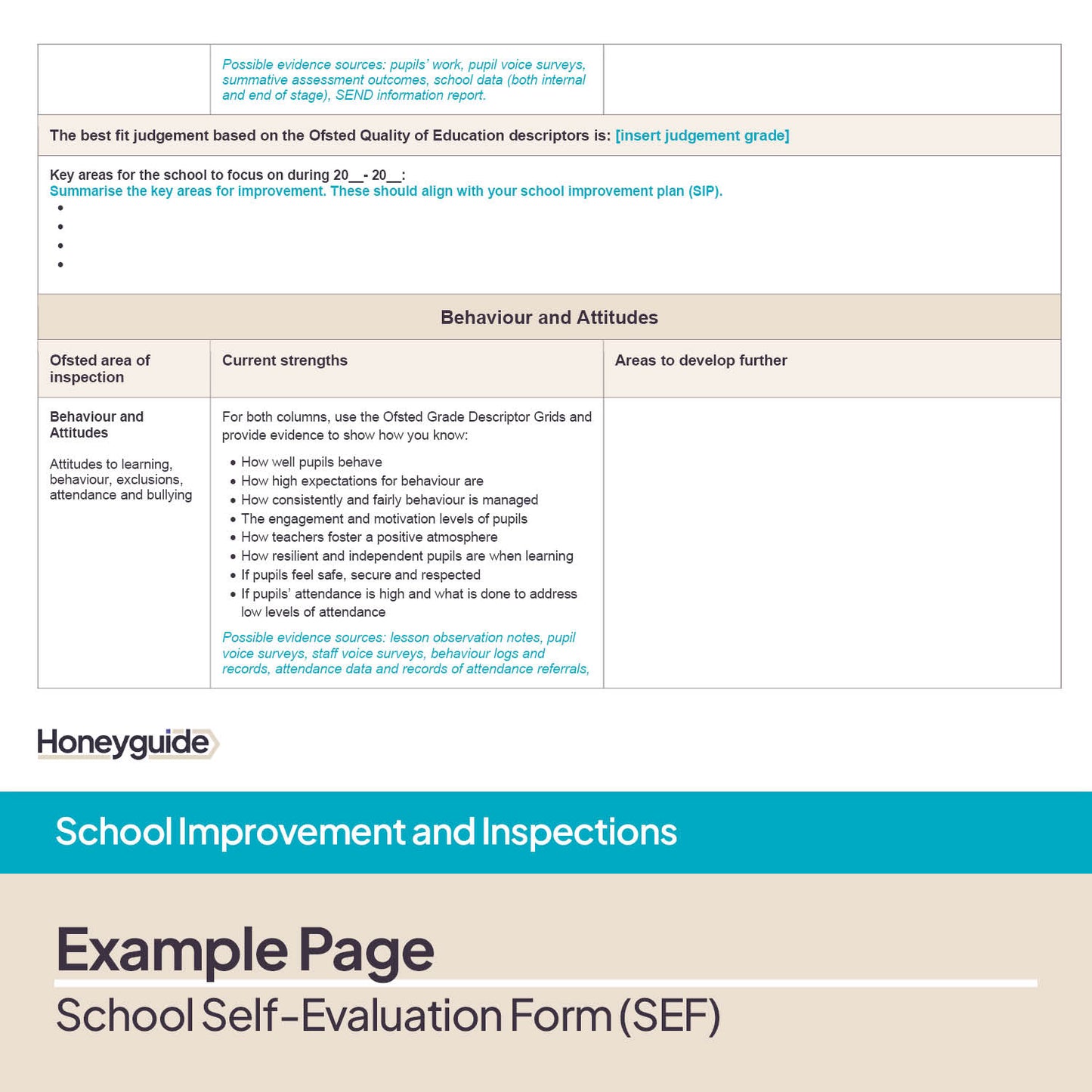 School Self-Evaluation Form (SEF) Template