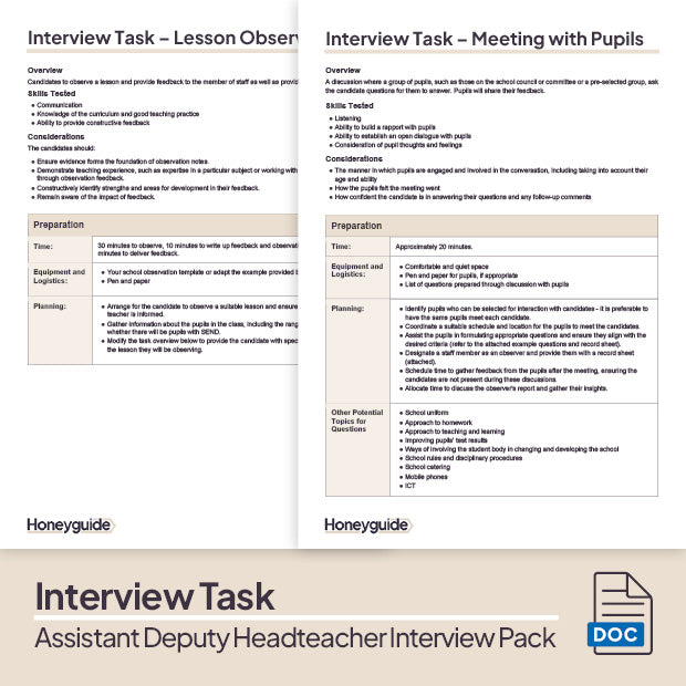 Assistant and Deputy Headteacher Interview Pack