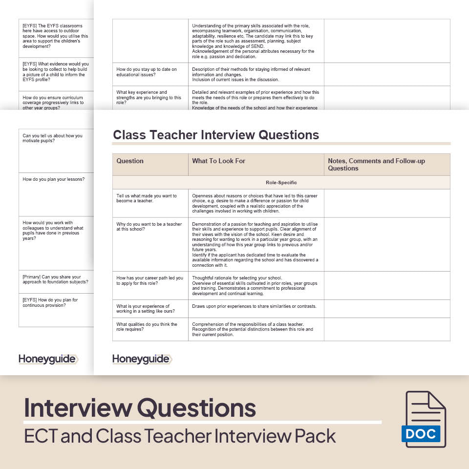 ECT and Class Teacher Interview Pack