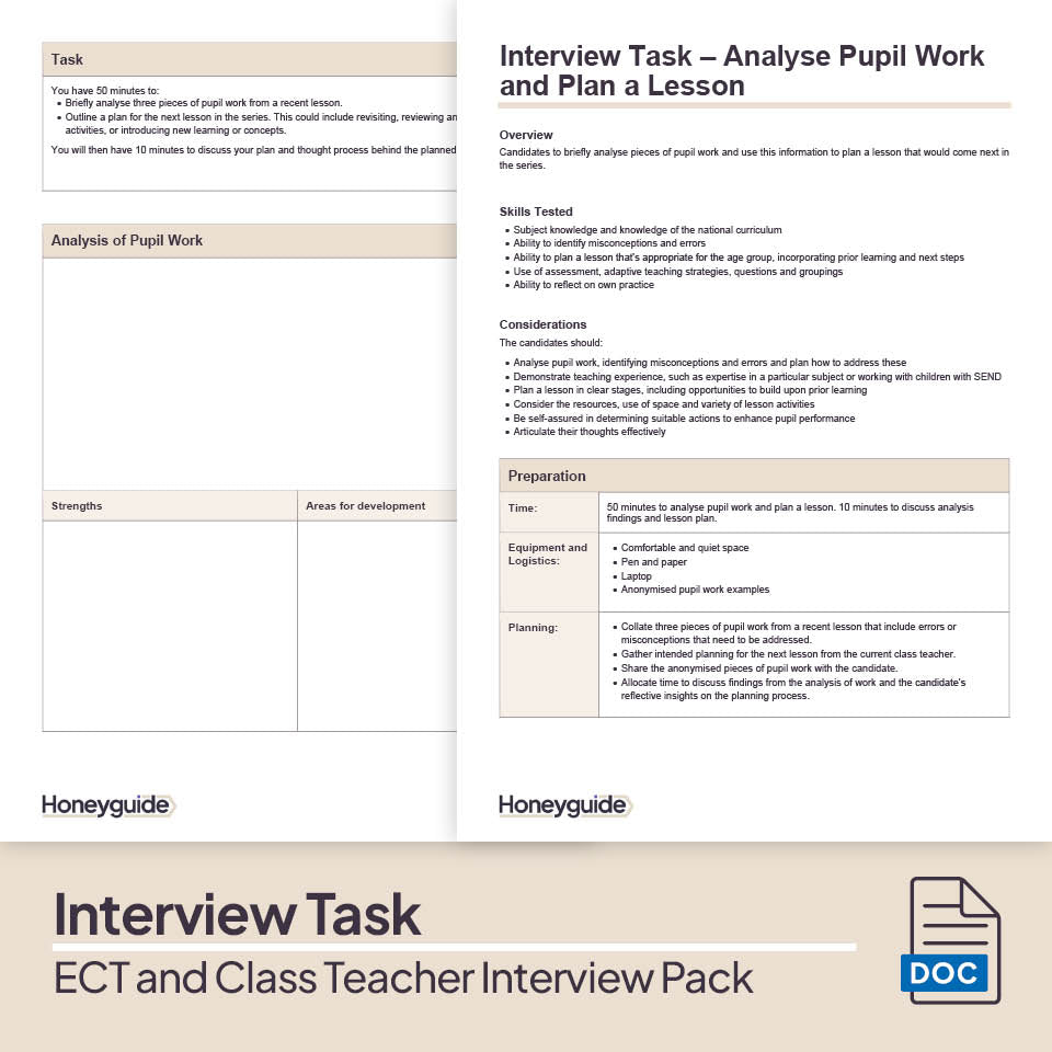 ECT and Class Teacher Interview Pack