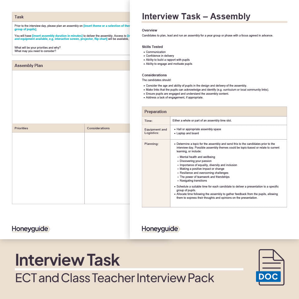 ECT and Class Teacher Interview Pack