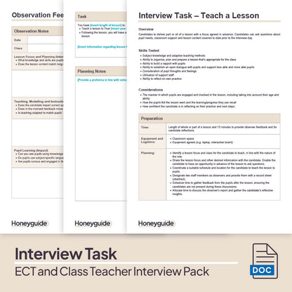 ECT and Class Teacher Interview Pack