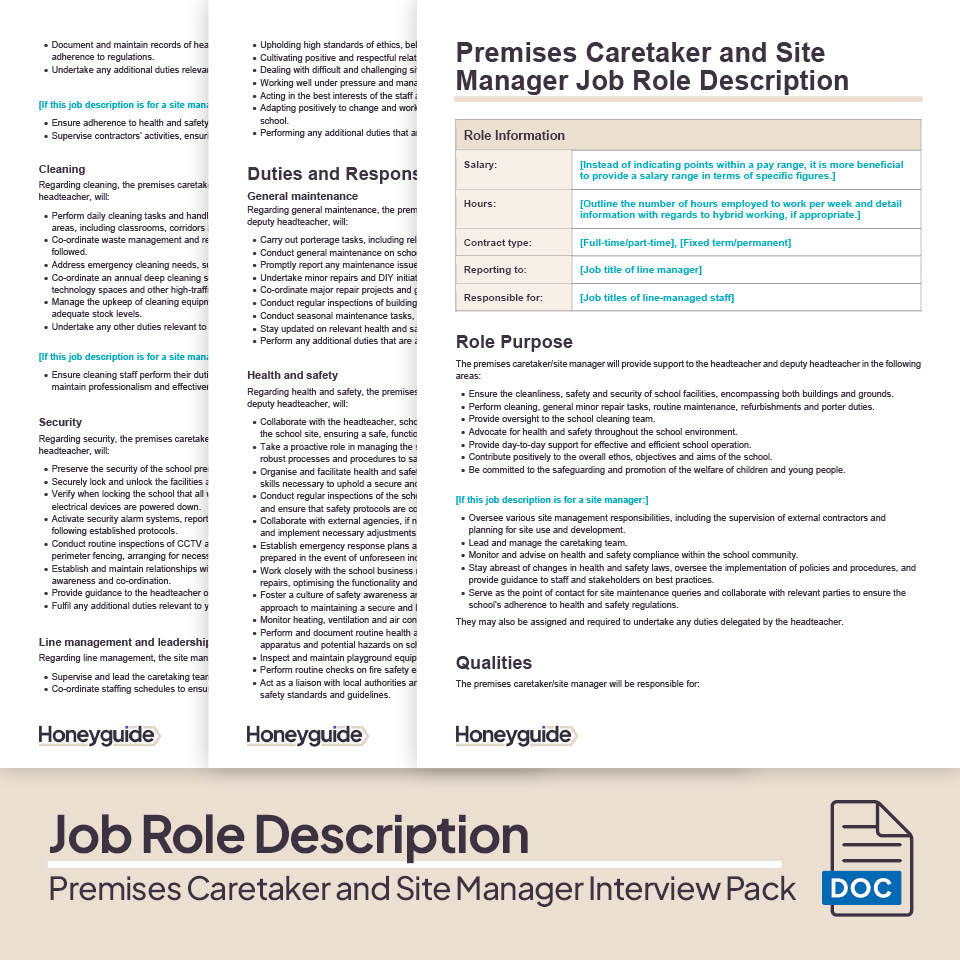Premises Caretaker and Site Manger Interview Pack