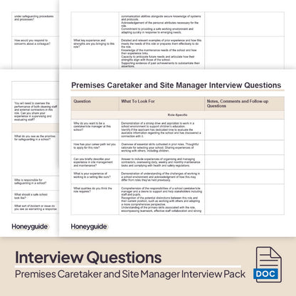 Premises Caretaker and Site Manger Interview Pack