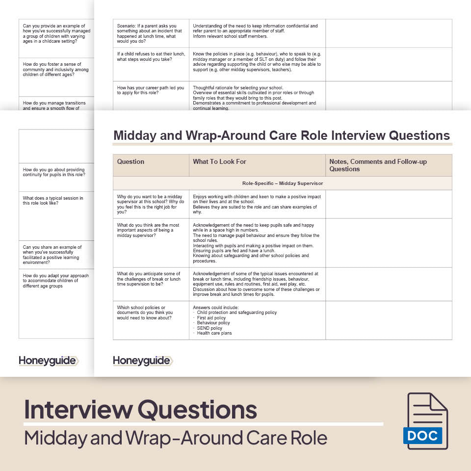 Midday and Wrap-Around Care Role Interview Pack