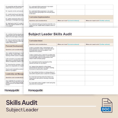 Subject Leader Skills Audit Pack
