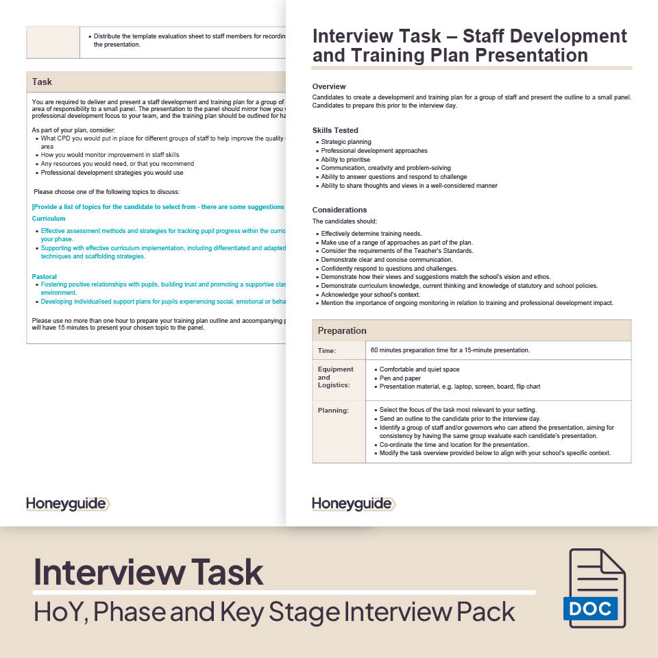 Head of Year, Phase and Key Stage Interview Pack