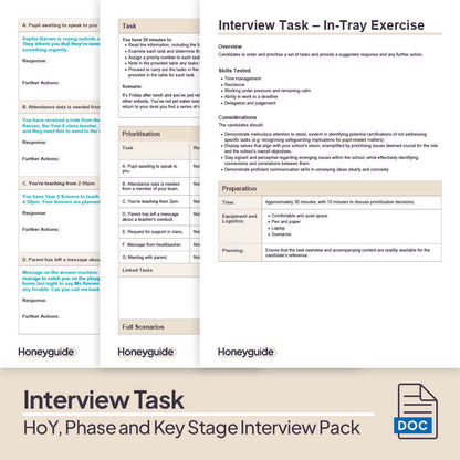 Head of Year, Phase and Key Stage Interview Pack